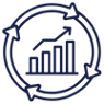 AVA-Continuous Improvement-Graph in the center with a circle of arrows surrounding AVA-Continuous Improvement-Graph in the center with a circle of arrows surrounding